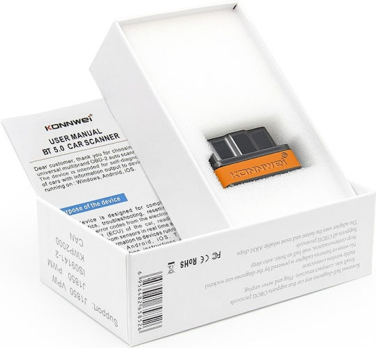 Obd 2 Auto Diagnosewerkzeug Konnwei Kw901 Bluetooth 5.0 Ein-Aus-Schalter Kompatibel mit Android iOS ELM 327 OBD II Schwarz Orange