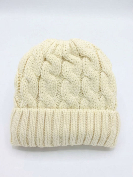 Beanie Männer Beanie mit Strickmuster in Weiß Farbe