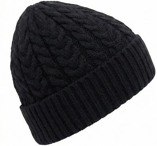 Beanie Männer Beanie mit Strickmuster in Schwarz Farbe