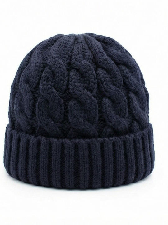 Beanie Männer Beanie mit Strickmuster in Blau Farbe