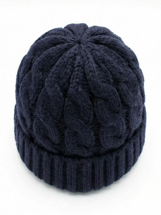 Beanie Männer Beanie mit Strickmuster in Blau Farbe