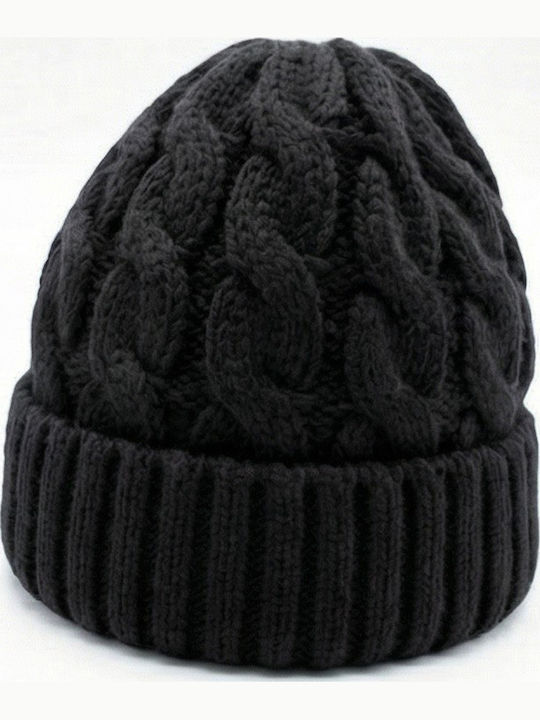 Beanie Männer Beanie mit Strickmuster in Schwarz Farbe