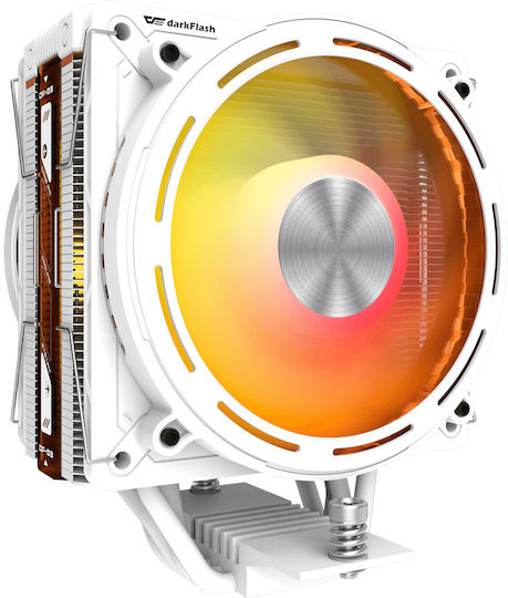 Darkflash Explore E400 Plus Ψύκτρα Επεξεργαστή Διπλού Ανεμιστήρα για Socket AM4/AM5/115x/1700 με ARGB Φωτισμό Λευκή