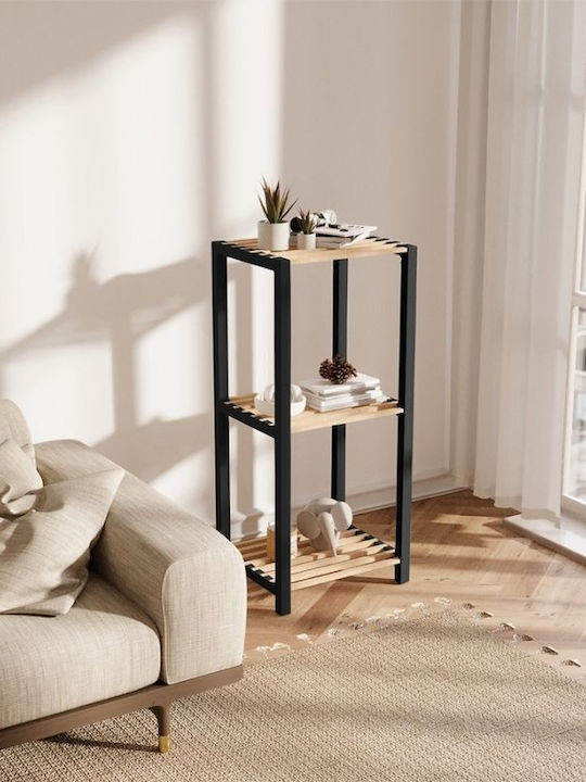 FixWood Επιδαπέδια Ραφιέρα Μπάνιου Ξύλινη 37x29x79cm Μαύρη