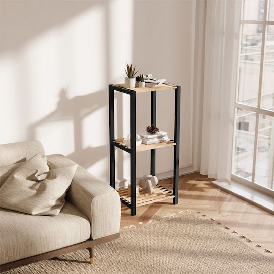 FixWood Floor Bathroom Shelf Wooden 37x29x79cm Black