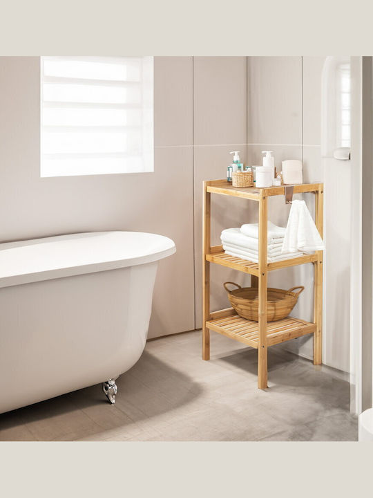 Green Blue Floor Bathroom Shelf Bamboo 37x33x78cm Green