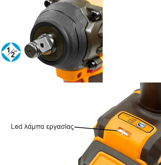 Ingco Brushless Impact Wrench Battery 42V 2x2Ah with Socket 1/2"