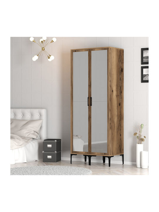 Wardrobe Double Door Walnut 80x47x201cm