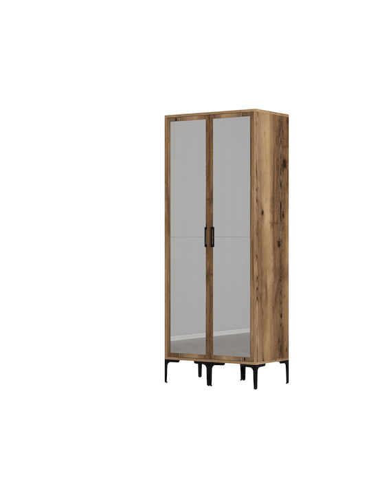 Wardrobe Double Door Walnut 80x47x201cm