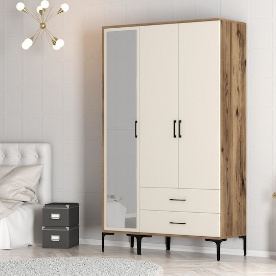 SteweHome Kleiderschrank Drei Türen Rt Lidya Crem 120x47x201cm