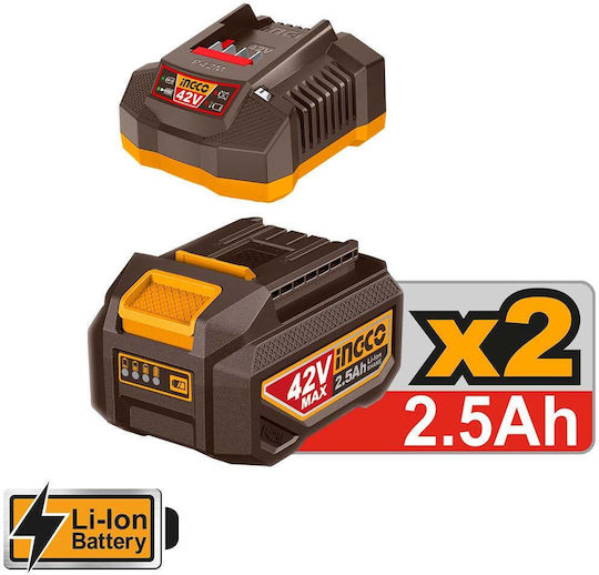 Ingco Impact Demolition Hammer Battery Brushless 20V 2x2.5Ah with Chuck SDS Plus CRHLI422882E