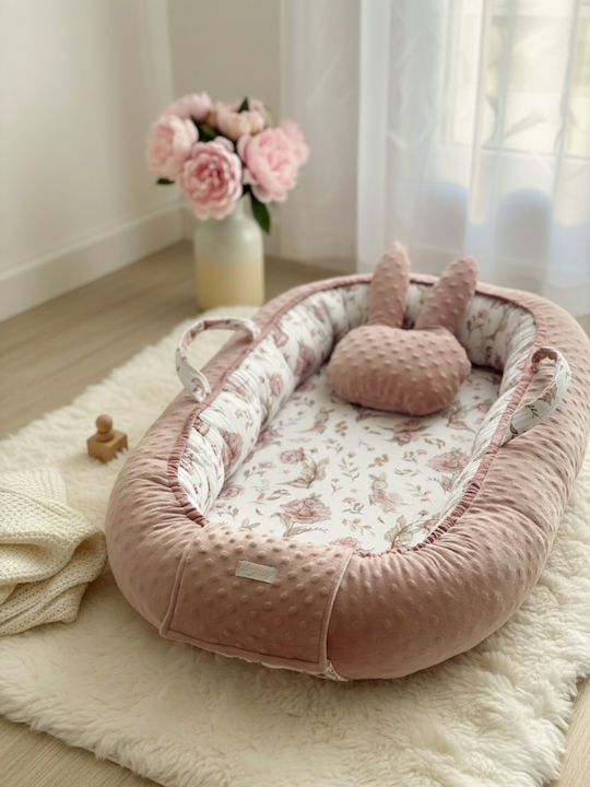 Velvet White Pernă pentru bebeluși în formă de cuib Peony