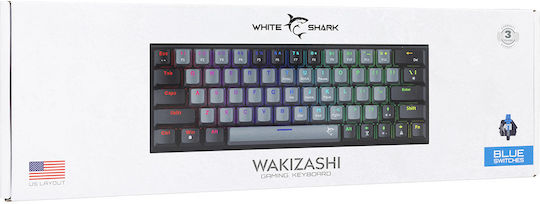 White Shark WAKIZASHI 2 Gaming Mechanische Tastatur mit Benutzerdefiniert Blau Schaltern und RGB-Beleuchtung (Englisch US) Grey/Black