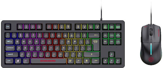 Zeroground Soki v3.0 Σετ Gaming Πληκτρολόγιο με RGB φωτισμό & Ποντίκι (Αγγλικό US) Γκρι