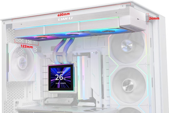 Lian Li HydroShift II LCD-S 360CL AIO CPU Liquid Cooling With 3 120mm Fans And RGB Lighting White