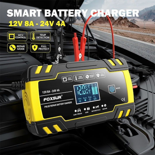 Foxsur B0228-Y Зарядно за автомобилна батерия 12/24V
