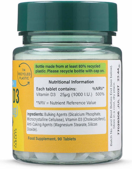 Holland & Barrett Vitamina D3 pentru Întărirea Sistemului Imunitar & Sănătatea Oaselor 1000iu 90 Tablete
