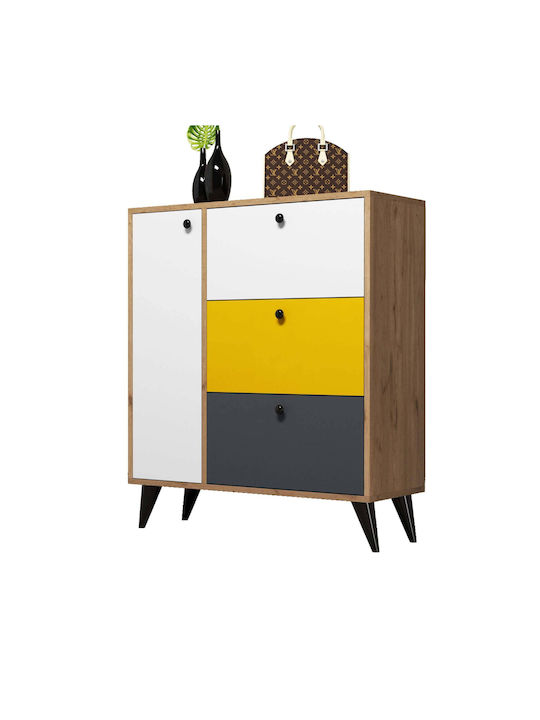 Shoe Cabinet 6 Shelves 4 Doors Multicolour 90x35x105cm