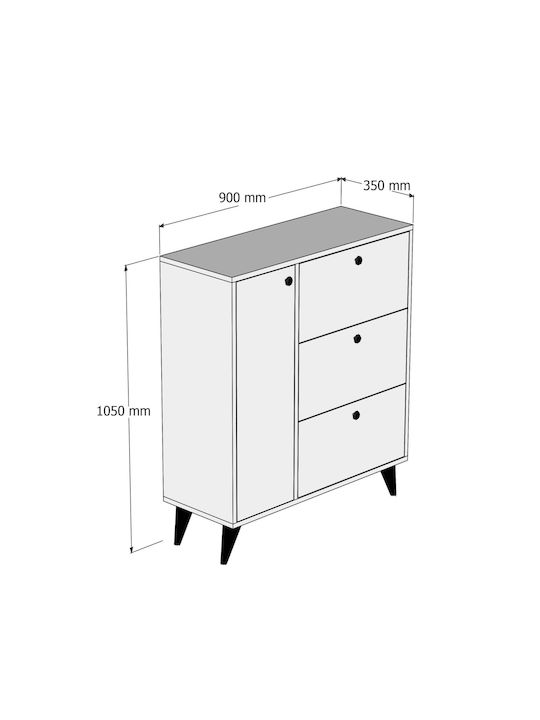 Shoe Cabinet 6 Shelves 4 Doors Multicolour 90x35x105cm