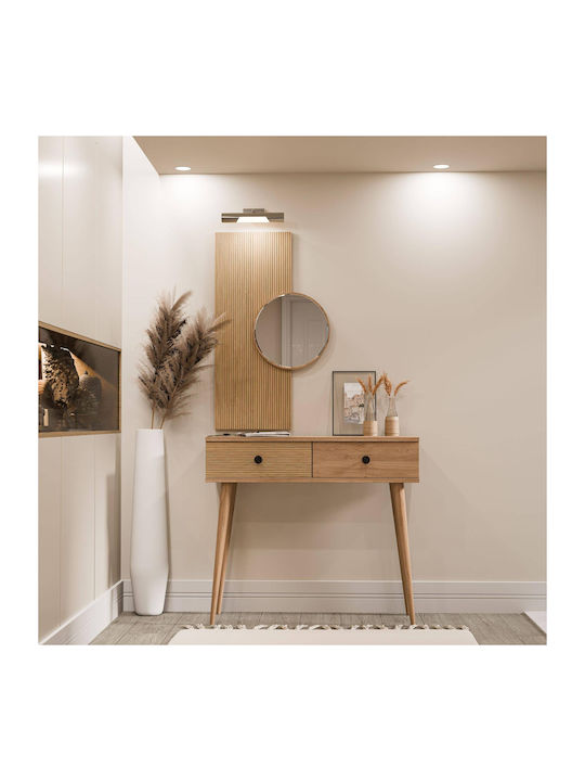 Modern Entrance Dressing Table with Mirror Drawers – Oak 90x35x172cm