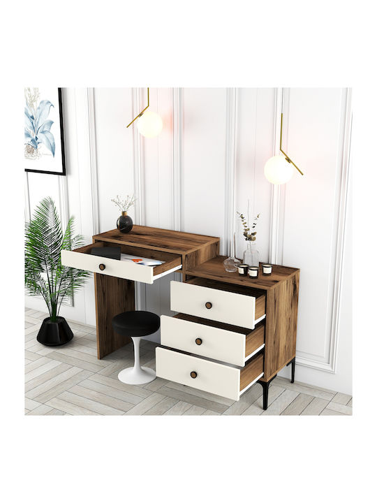 SteweHome Schminktisch Walnuss Creme 124x40x84cm