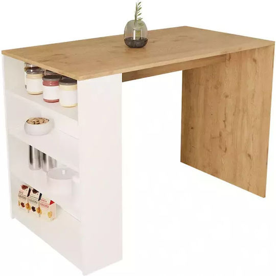 Modernes Bar-Tisch Regal Weißes Holz 120x60x92cm