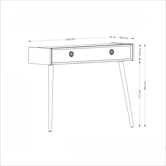 SteweHome Konsolentisch Moderne Schubladen Holzschatten Walnuss Weiß 120x35x89 cm