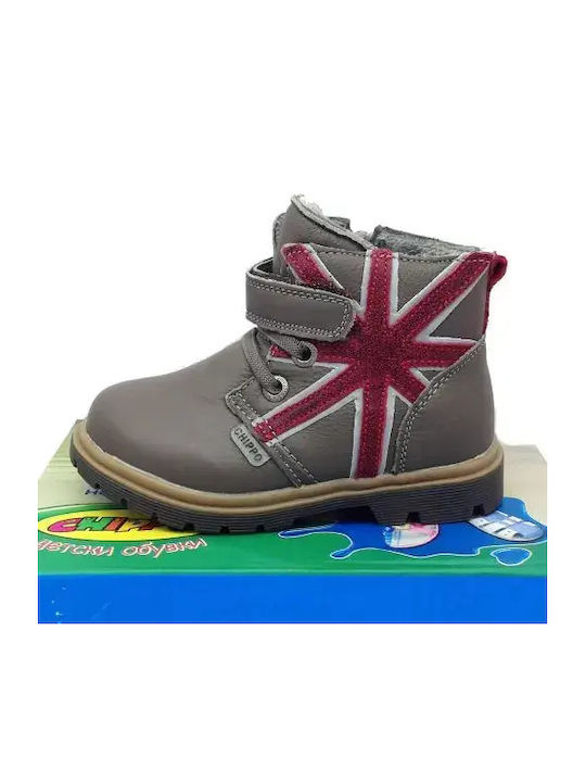 Lederne Kinderstiefel Gray