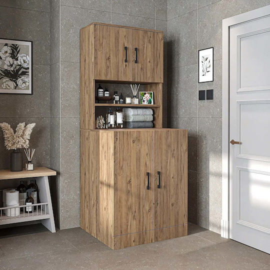 SteweHome Badezimmerschrank Waschmaschinentür Eiche 70x32x180cm