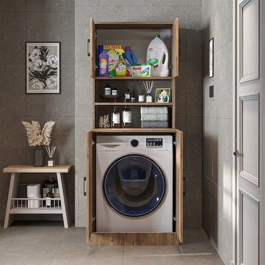 SteweHome Badezimmerschrank Waschmaschinentür Eiche 70x32x180cm