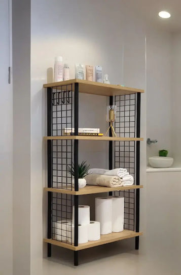 Bathroom Cabinet 4 Shelves Practical Elegant Oak 60x30x103cm