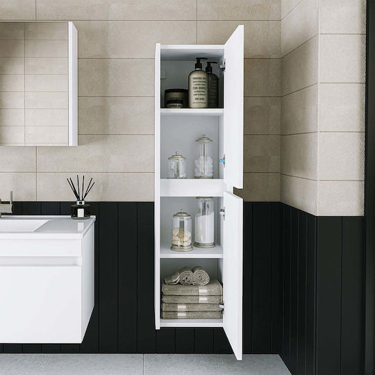 Bathroom Towel Cabinet Shelves White 35x30x130cm