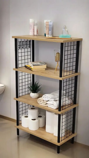 Bathroom Cabinet 4 Shelves Practical Elegant Oak 60x30x103cm