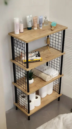 Bathroom Cabinet 4 Shelves Practical Elegant Oak 60x30x103cm