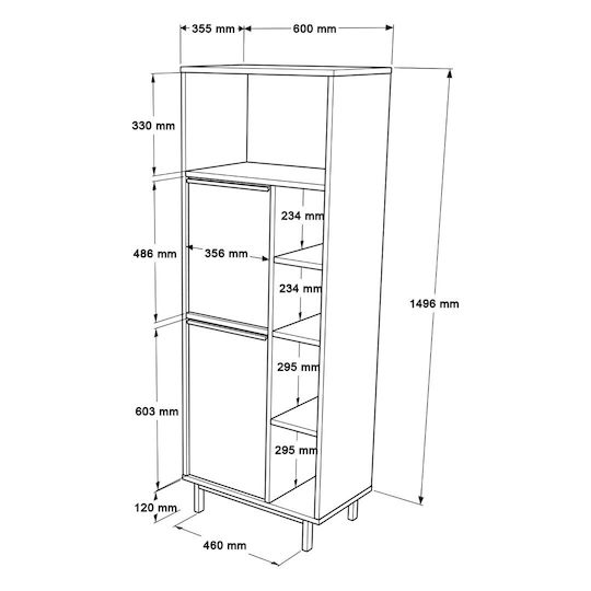 Badezimmerschrank Regale & Metallfüße 161x60x35cm