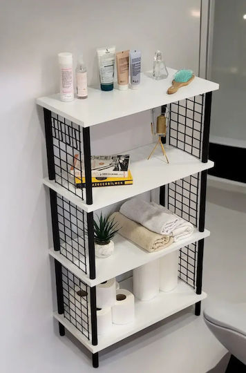 Bathroom Cabinet 4 Shelves Practical Elegant White 60x30x103cm