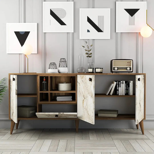 Μπουφές Ξύλινος Πόρτες Κρέμα Μαρμάρου 180x35x81cm