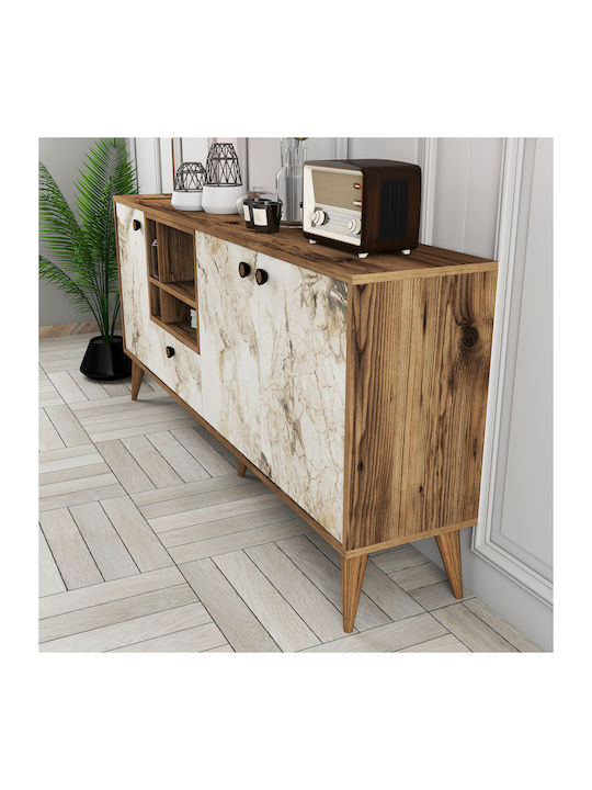 Μπουφές Ξύλινος Πόρτες Κρέμα Μαρμάρου 180x35x81cm