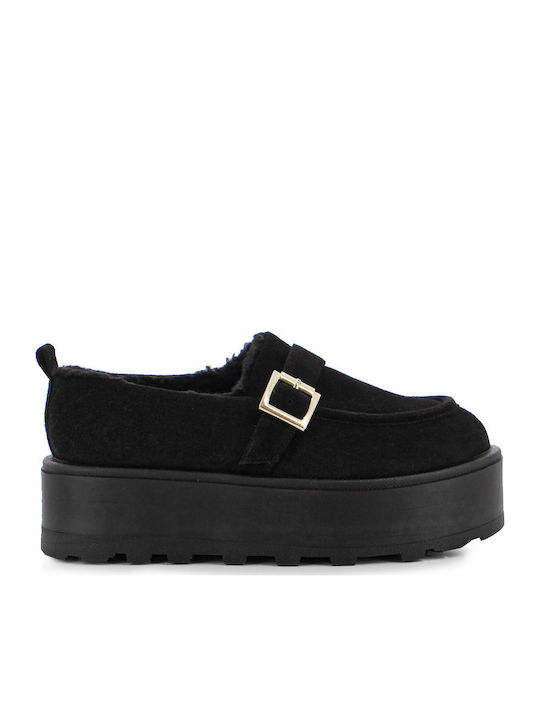 Γυναικεία Slip-On Δερμάτινα Μαύρα