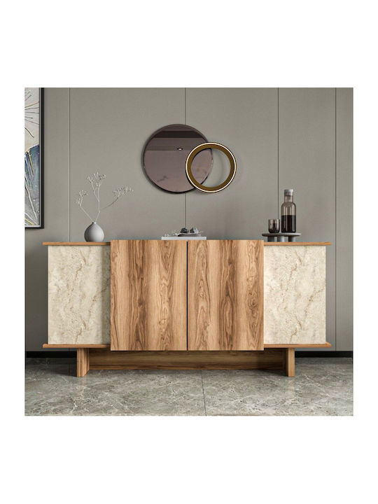 Bufet Din Lemn Design Modern Spații De Depozitare Marmură Crem 180x40x64cm