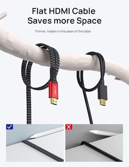 Hdmi Кабел Jsaux *0469087 8865-14 4k Hdmi 2.0 До 18 Gbps Uhd 4k@60hz 3 Метра Плосък Червен