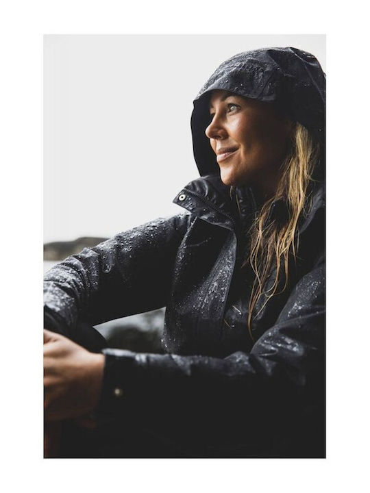 Aden Women's for Hiking Short Sports Jacket Waterproof for Winter with Hood Black