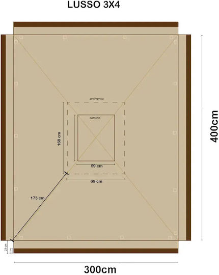 Плат за подмяна на чадър Бежов 3x4m