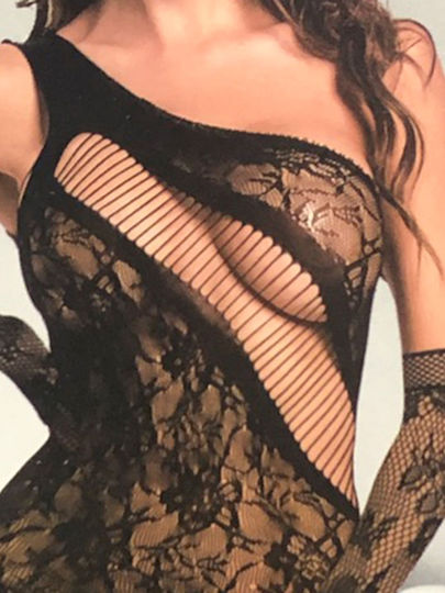 Katia Sexy Dress One Shoulder + Gloves Black