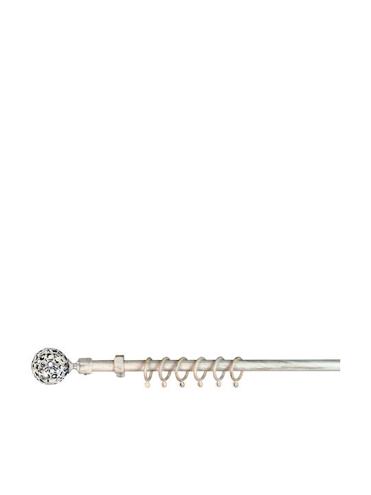 Extendable Metallic Curtain Pole Toledo Single Diameter 22mm Length 140-240cm White-Gold