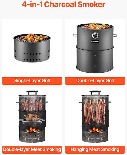 Vevor Stainless steel Charcoal Grill with Lid, Thermometer and Smoker