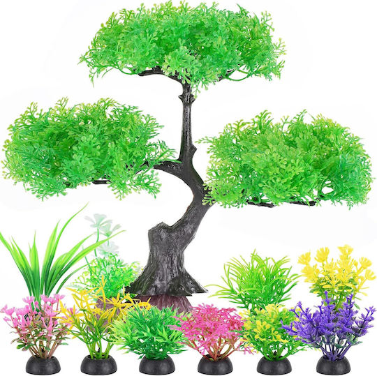Set 10 Bucăți Decorațiuni Pentru Acvariu Copaci Realistici Plantă Artificială