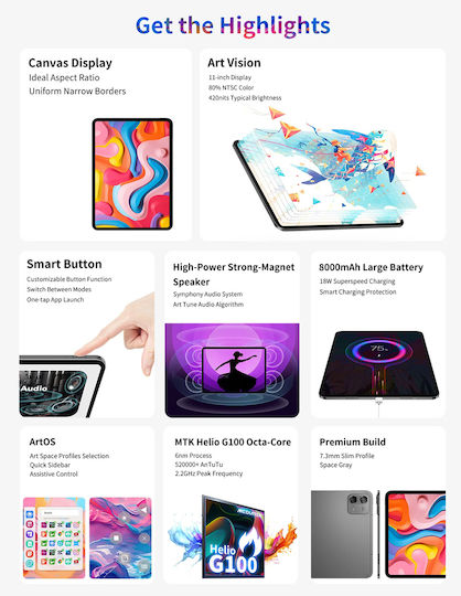 Teclast ArtPad Air 4G 11" Tablet (8GB/128GB) Γκρι