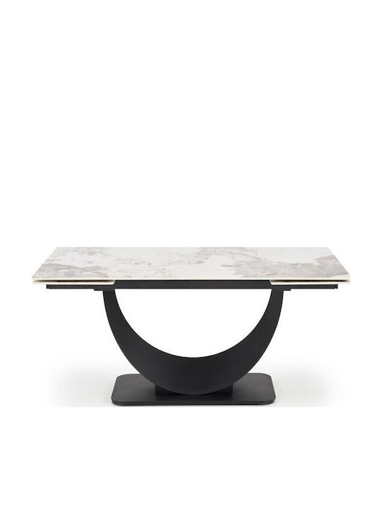 Houston 2090 Tisch Speisesaal Ausziehbar mit Steinoberfläche Beige, Black 160(+80)x92x75cm