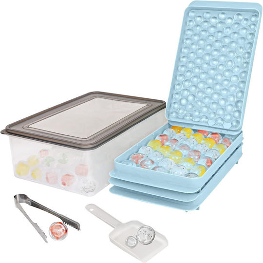 Formă Pentru Cuburi De Gheață Rotundă Din Plastic Cu Capac Albastru B0C22Z2XFR